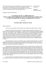 Statement by the Delegation of the Russian Federation on violations of human rights in Canada