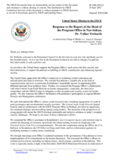 Statement by the Delegation of the United States of America in response to the report by the Head of the OSCE Programme Office in Nur-Sultan, Dr. Volker Frobarth