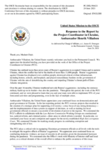 Statement by the Delegation of the United States of America in response to the report by the OSCE Project Co-ordinator in Ukraine, Ambassador Henrik Villadsen