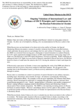 Statement by the Delegation of the United States of America on Russia’s ongoing aggression against Ukraine and illegal occupation of Crimea