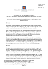 Statement by the Delegation of Norway in response to the presentation by the Secretary General of the Annual Progress Report on the Implementation of the 2004 OSCE Action Plan for the Promotion of Gender Equality