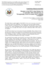 Statement by the Delegation of the United States of America in response to the OSCE Asian Partners for Co-operation with a special focus on "Strengthening Good Governance and Combating Corruption"