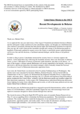 Statement by the Delegation of the United States of America on recent developments in Belarus