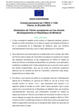 Déclaration de l’Union européenne sur les récents développements en République de Moldavie