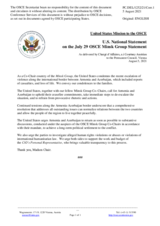 Statement by the Delegation of the United States of America on the statement by the Co-Chairs of the OSCE Minsk Group issued on 29 July 2021