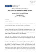 Opening remarks by OSCE Secretary General Helga Maria Schmid at the 2021 Annual Security Review Conference