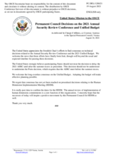 Statement by the Delegation of the United States of America on the Permanent Council Decisions on the 2021 Annual Security Review Conference and Unified Budget