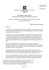 Statement by the Delegation of Norway in response to the report by the Head of the OSCE Presence in Albania, Ambassador Vincenzo Del Monaco