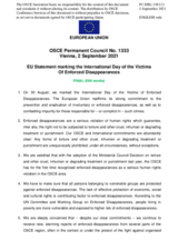 Statement by the Slovenian EU Presidency on the International Day of the Victims of Enforced Disappearances, observed on 30 August 2021