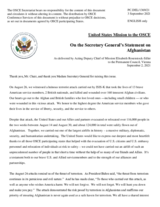 Statement by the Delegation of the United States of America on the OSCE Secretariat’s response to the situation in Afghanistan