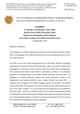 Statement by the Delegation of Armenia in response to the report by the Director of the Conflict Prevention Centre, Ambassador Tuula Yrjölä