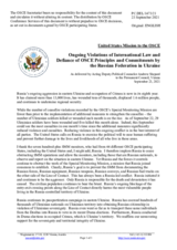 Statement by the Delegation of the United States of America on Russia’s ongoing aggression against Ukraine and illegal occupation of Crimea