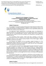 Statement by the Delegation of Ukraine in response to the address by the President of the OSCE Parliamentary Assembly, H.E. Ms. Margareta Cederfelt