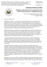 Statement by the Delegation of the United States of America in response to the report by the Head of the OSCE Mission in Kosovo, Ambassador Michael Davenport
