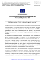 Statement by the Slovenian EU Presidency on "Risks and Challenges to Security"