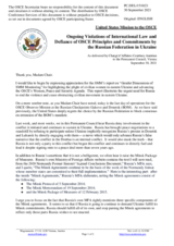Statement by the Delegation of the United States of America on Russia’s ongoing aggression against Ukraine and illegal occupation of Crimea