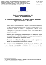 Statement by the Slovenian EU Presidency on the situation in the north of Kosovo and agreed conclusions in Brussels on 30 September 2021