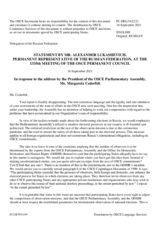 Statement by the Delegation of the Russian Federation in response to the address by the President of the OSCE Parliamentary Assembly, H.E. Ms. Margareta Cederfelt