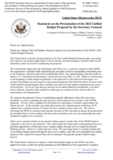 Statement by the Delegation of the United States of America in response to the presentation by the OSCE Secretary General, Ms. Helga Maria Schmid, of the 2022 Unified Budget Proposal