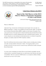 Statement by the Delegation of the United States of America in response to the report of the Chief Observer of the OSCE Observer Mission at the Russian checkpoints Gukovo and Donetsk, Ambassador György Varga