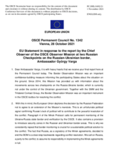 Statement by the Slovenian EU Presidency in response to the report of the Chief Observer of the OSCE Observer Mission at the Russian checkpoints Gukovo and Donetsk, Ambassador György Varga