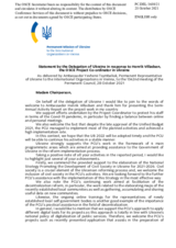 Statement by the Delegation of Ukraine in response to the report by the OSCE Project Co-ordinator in Ukraine, Ambassador Henrik Villadsen