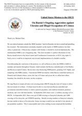 Statement by the Delegation of the United States of America on Russia’s ongoing aggression against Ukraine and illegal occupation of Crimea
