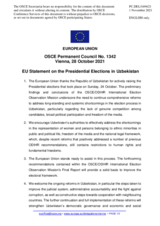 Statement by the Slovenian EU Presidency on the presidential election in Uzbekistan, held on 24 October 2021