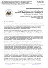 Statement by the Delegation of the United States of America on Russia’s ongoing aggression against Ukraine and illegal occupation of Crimea