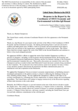 Statement by the Delegation of the United States of America in response to the report by the Co-ordinator of OSCE Economic and Environmental Activities, Ambassador Igli Hasani