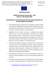 Statement by the Slovenian EU Presidency on the International Day to End Impunity for Crimes against Journalists, observed on 2 November 2021