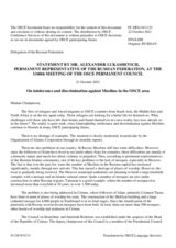 Statement by the Delegation of the Russian Federation on intolerance and discrimination against Muslims in the OSCE area 