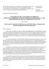 Statement by the Delegation of the Russian Federation in response to the report of the Chief Observer of the OSCE Observer Mission at the Russian checkpoints Gukovo and Donetsk, Ambassador György Varga
