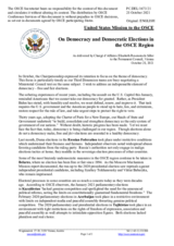 Statement by the Delegation of the United States of America on democracy and democratic elections in the OSCE region