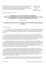 Statement by the Delegation of the Russian Federation in response to the report by the Co-ordinator of OSCE Economic and Environmental Activities, Ambassador Igli Hasani