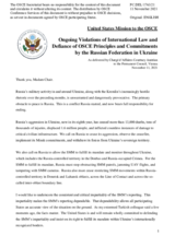 Statement by the Delegation of the United States of America on Russia’s ongoing aggression against Ukraine and illegal occupation of Crimea