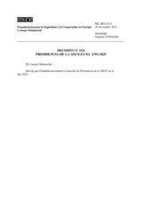 Decision No. 2/21 - OSCE CHAIRMANSHIP IN THE YEAR 2025