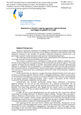 Statement by the Delegation of Ukraine on Russia’s ongoing aggression against Ukraine and illegal occupation of Crimea