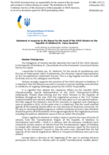 Statement by the Delegation of Ukraine in response to the report by the Head of the OSCE Mission to Moldova, Dr. Claus Neukirch