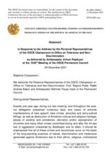 Statement by the Delegation of Armenia in response to the address by the three Personal Representatives of the Chairperson-in-Office on tolerance and non-discrimination