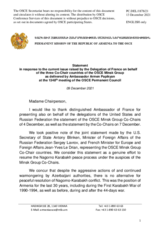 Statement by the Delegation of Armenia on the statement by the Co-Chairs of the OSCE Minsk Group issued on 4 December and joint statement by the OSCE Minsk Group Co-Chair countries issued on 7 December 2021