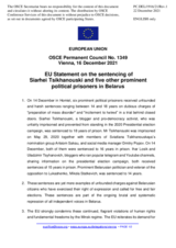 Statement by the Slovenian EU Presidency on the sentencing of Mr. Siarhei Tsikhanouski and five other prominent political prisoners in Belarus