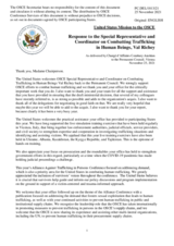 Statement by the Delegation of the United States of America in response to the report by the OSCE Special Representative and Co-ordinator for Combating Trafficking in Human Beings, Mr. Valiant Richey