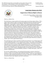 Statement by the Delegation of the United States of America on Russia’s unjustified attacks on Memorial International and the deteriorating human rights environment in Russia