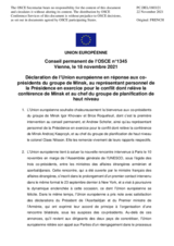 Déclaration de l’Union européenne en réponse aux co-présidents du groupe de Minsk, au représentant personnel de la Présidence en exercice pour le conflit dont relève la conférence de Minsk et au chef du groupe de planification de haut niveau