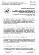Statement by the Delegation of the United States of America on Russia’s ongoing aggression against Ukraine and illegal occupation of Crimea