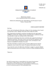 Statement by the Delegation of Norway on the constitutional referendum in Belarus, to be held in February 2022