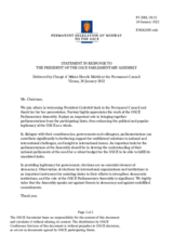 Statement by the Delegation of Norway in response to the Presentation by the president of the OSCE Parliamentary Assembly, Ms. Margareta Cederfelt