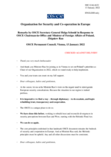 Remarks by OSCE Secretary General Helga Schmid in response to OSCE Chairman-in-Office and Minister of Foreign Affairs of Poland, Zbigniew Rau