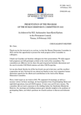 Presentation by the Chair of the Human Dimension Committee, Ambassador Anne-Kirsti Karlsen